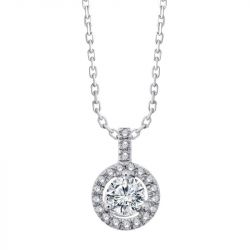 Collier femme izia halo diamant n°2 or 750/1000 blanc et diamants cn22115dw - colliers-femme - edora - 0