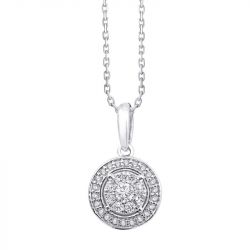 Collier femme daya rond or 750/1000 blanc et diamants cn28968dw - colliers-femme - edora - 0