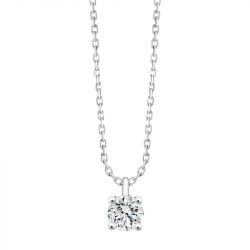 Collier femme solitaire evidence or 750/1000 blanc et diamant 0,09 carat cn30717dw - colliers-femme - edora - 0