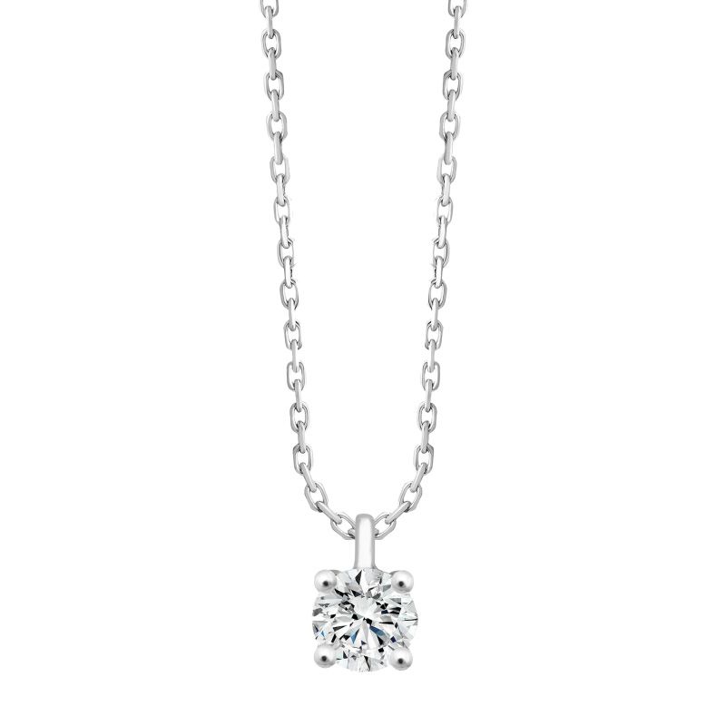 Collier femme solitaire evidence or 750/1000 blanc et diamant 0,09 carat cn30717dw - colliers-femme - edora