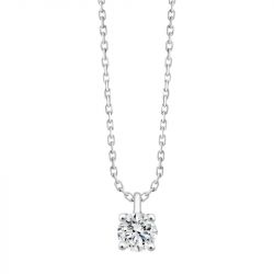 Collier femme solitaire evidence or 750/1000 blanc et diamant 0,20 carat cn30719dw - colliers-femme - edora - 0