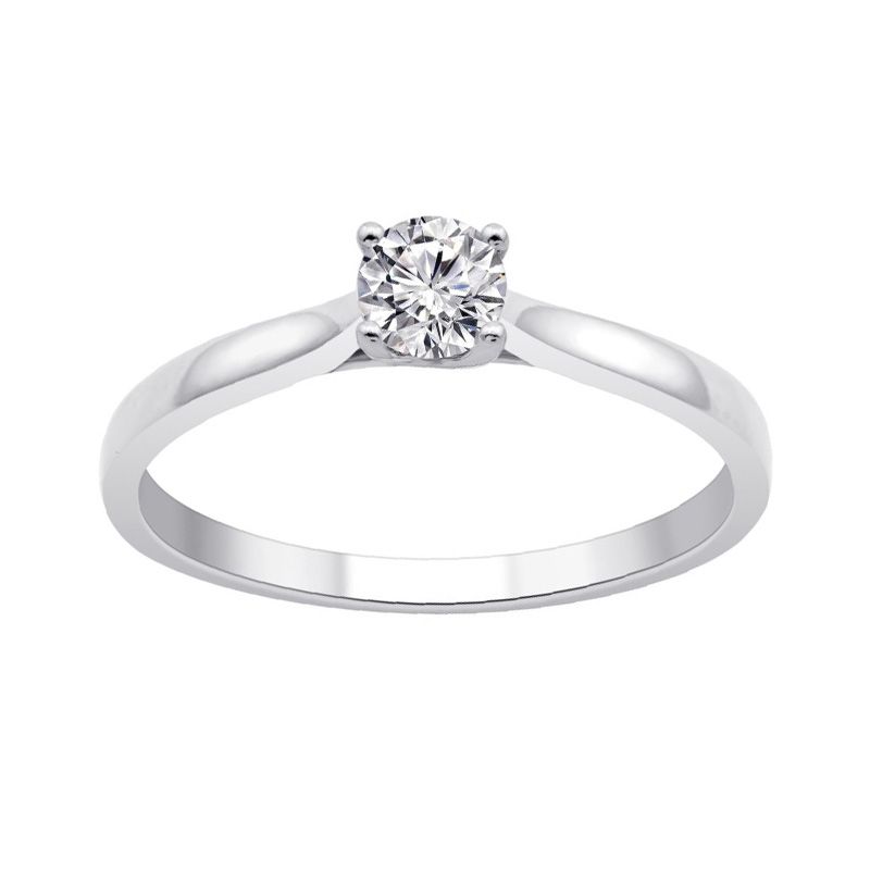 Bague femme solitaire evidence n°2 or 750/1000 blanc et diamant 0,30 carat cr48161dw - solitaires - edora
