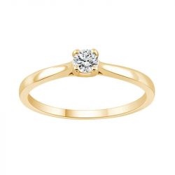 Bague femme solitaire evidence n°2 or 750/1000 jaune et diamant 0,10 carat cr48162d - solitaires - edora - 0