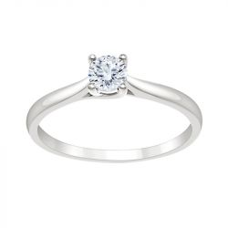 Bague femme solitaire evidence n°2 or 750/1000 blanc et diamant 0,15 carat cr48164dw - solitaires - edora - 0