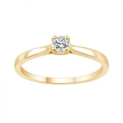 Bague femme solitaire evidence n°2 or 750/1000 jaune et diamant 0,20 carat cr48166dw - solitaires - edora - 0