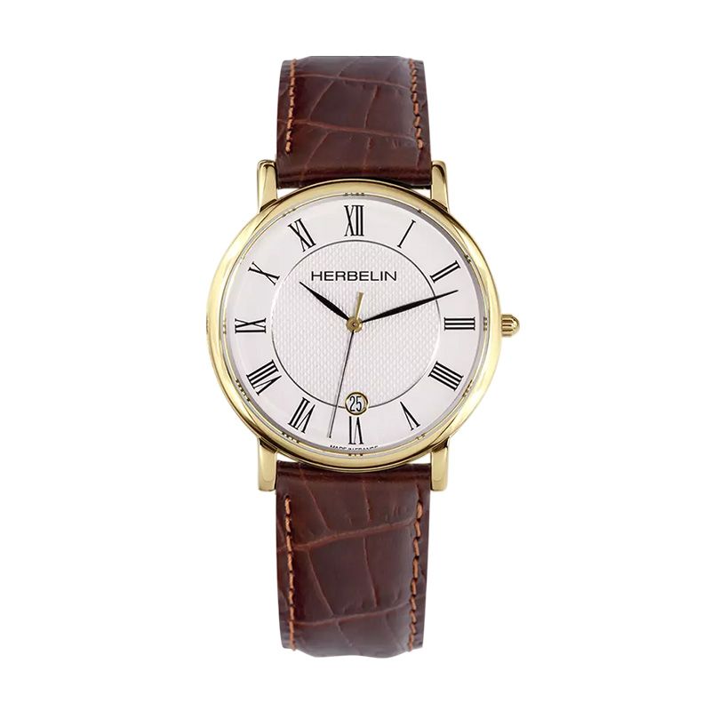 Montre homme analogique herbelin classique cuir brun 12443p08ma - montres-homme - edora