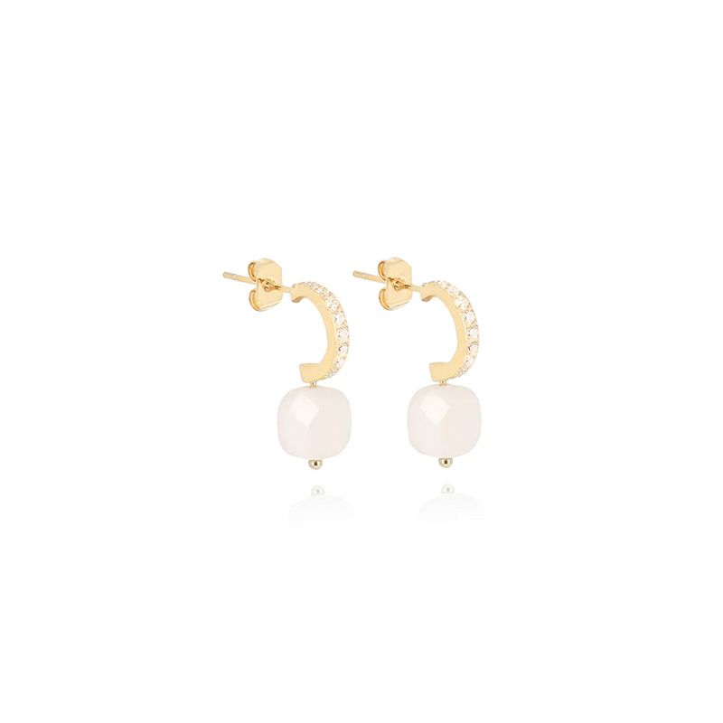 Boucles d'oreilles femme zag bijoux acier doré et agathe sec15220-01wht - boucles-d-oreilles-femme - edora