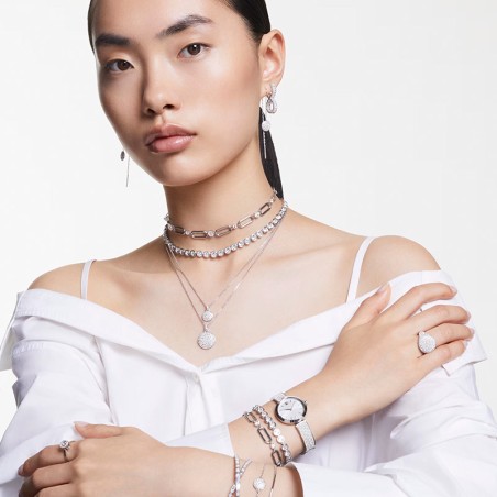 Boucles d'oreilles femme  pendantes swarovski hyperbola argenté et cristaux 5684047 – boucles d'oreilles femme