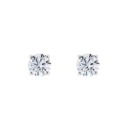 Boucles d'oreilles femme puces eïko or 750/1000 blanc et diamants de synthèse lce27681dw – boucles d'oreilles femme