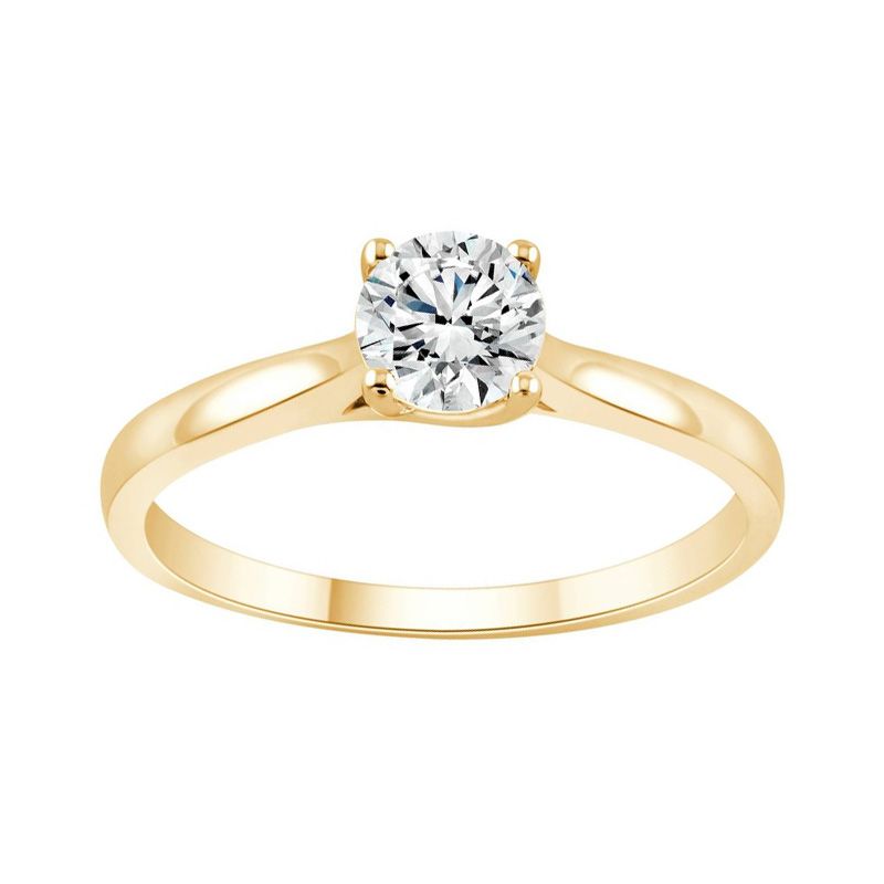 Bague femme solitaire eÏko or 750/1000 jaune et diamant de synthèse lcr48163d - solitaires - edora