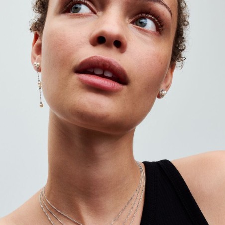 Boucles d'oreilles femme puces pandora argent 925/1000 perle de culture d'eau douce traitée &amp; halo pavé 293154c01 – puces