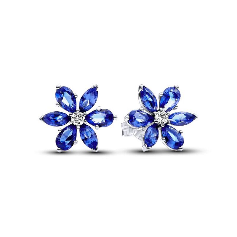 Boucles d'oreilles femme puces pandora argent 925/1000 herbier bleu scintillant 292407c01 - boucles-d-oreilles-femme - edora