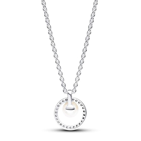 Collier femme pandora argent 925/1000  perle de culture d'eau douce traitée &amp; pavé 393165c01-45 – colliers femme