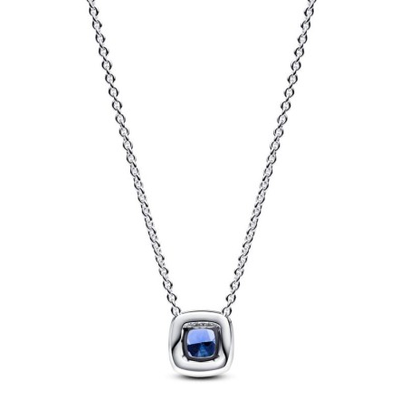 Collier femme pandora argent 925/1000 halo bleu carré scintillant 393560c01-45 – colliers femme