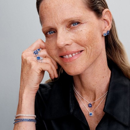 Collier femme pandora argent 925/1000 halo bleu carré scintillant 393560c01-45 – colliers femme