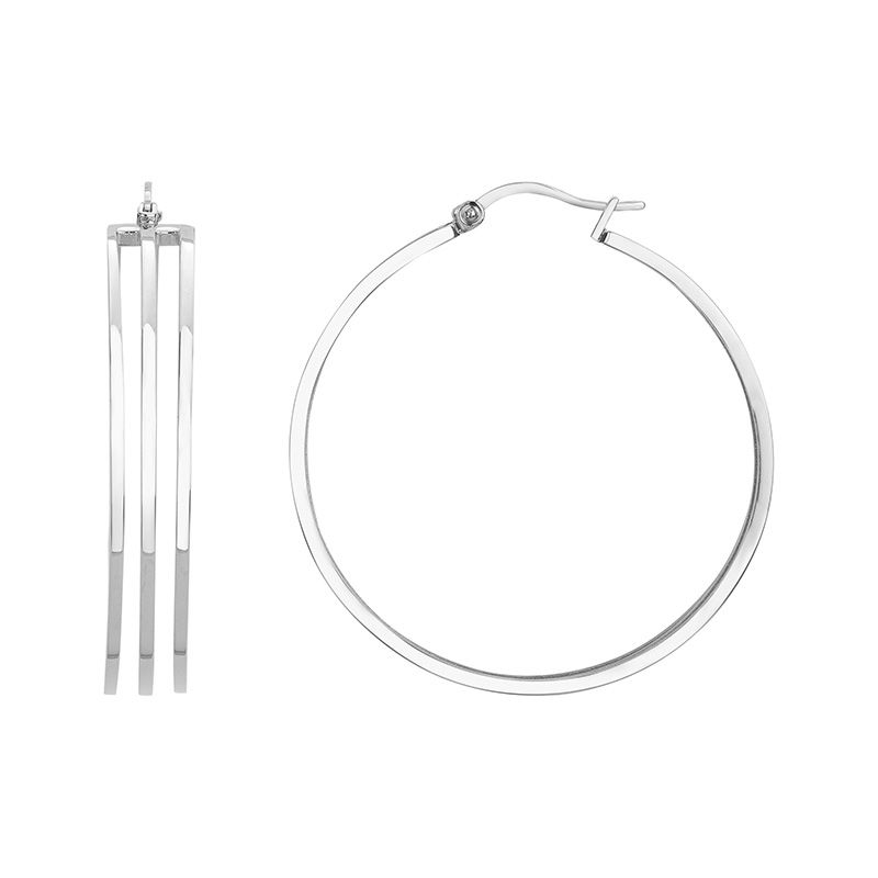 Boucles d'oreille femme créoles phebus acier argenté 841-132 - creoles - edora