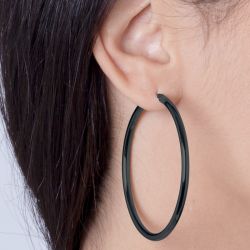 Boucles d'oreille femme créoles phebus acier noir 013507-1 - creoles - edora - 1