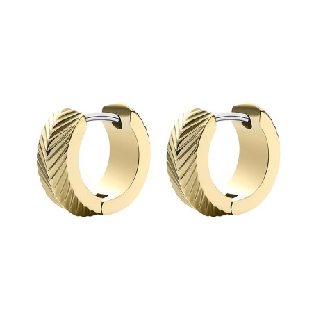 Boucles d'oreilles femme créoles fossil linear texture acier doré jf04116710 – boucles d'oreilles femme