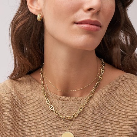 Boucles d'oreilles femme créoles fossil linear texture acier doré jf04116710 – boucles d'oreilles femme