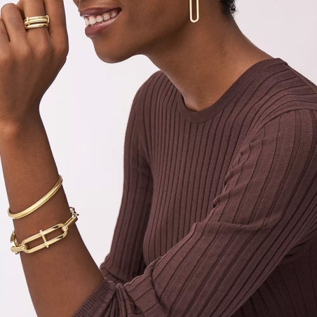 Bracelet femme jonc fossil harlow linear texture acier doré jf04234710 – bracelets femme