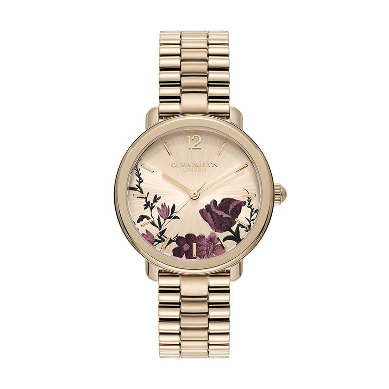 Montre femme olivia burton signature acier doré rose  24000207 - fete-des-meres - edora