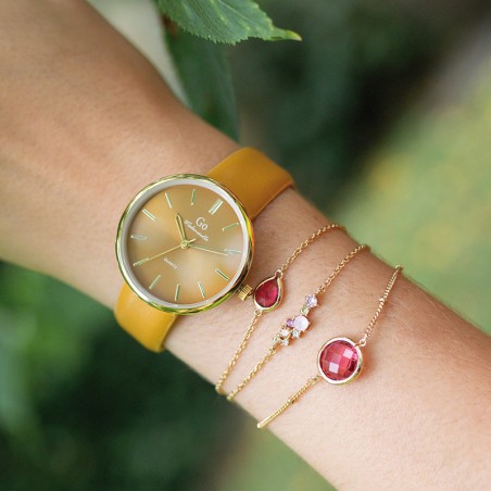 Montre femme analogique go  cuir jaune 699446 – montres femme