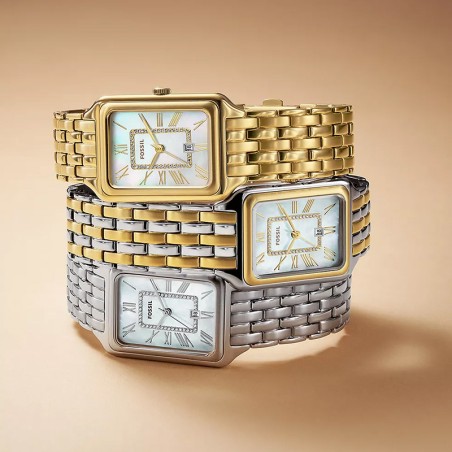 Montre femme fossil raquel à trois aiguilles avec date, en acier inoxydable es5306 – montres femme