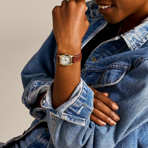 Montre Femme Fossil Harlow à trois aiguilles en cuir marron ES5364