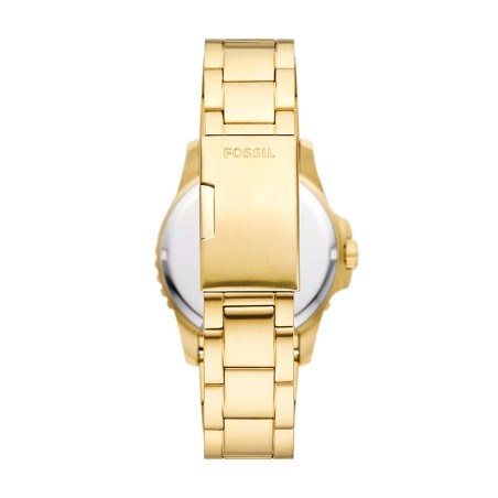 Montre homme fossil blue dive à trois aiguilles avec date, en acier inoxydable, doré fs6030 – montres homme