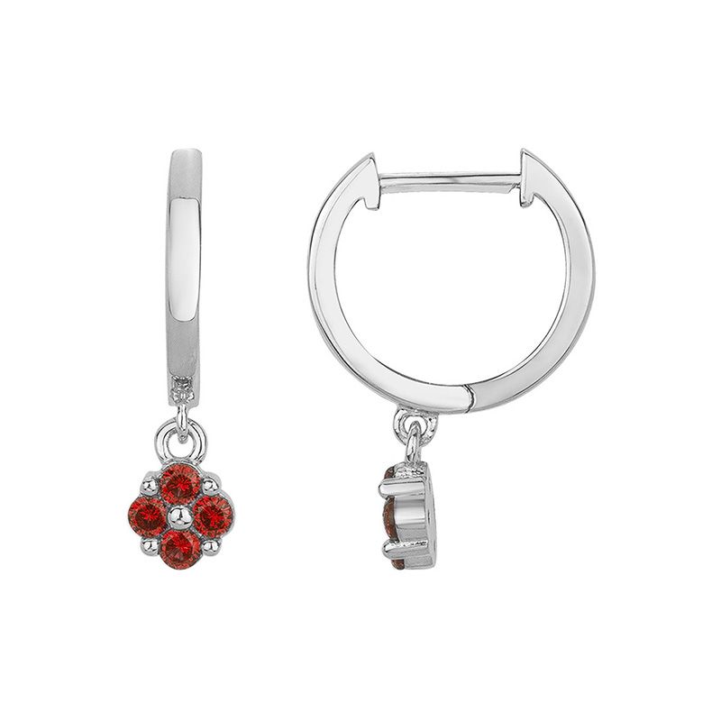 Boucles d'oreilles femme créoles argent 925/1000 et spinelles rouges edo70400687 - boucles-d-oreilles-femme - edora