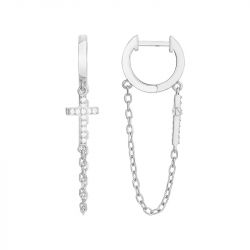 Boucles d'Oreilles Femme Créoles EDORA ARGENT 925/1000 Croix et Oxydes 70400635