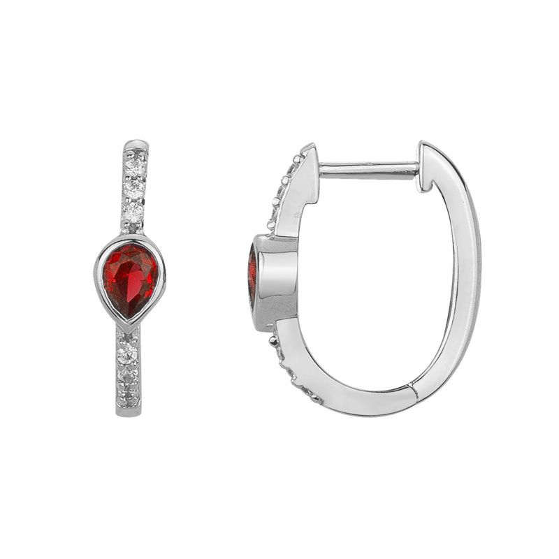 Boucles d'oreilles femme créoles edora argent 925/1000 et spinelles rouges 70400666 - boucles-d-oreilles-femme - edora