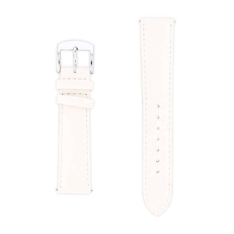 Bracelet cuir vachette satinée new york 18/16mm blanc couture t/t doublure vachette nubuck  anse d'clic - bracelets - edora