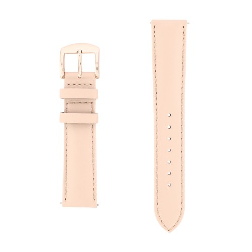 Bracelet Cuir Vachette satinée NEW YORK 18/16mm Rose poudré Couture T/T Doublure Vachette nubuckAnse D'Clic