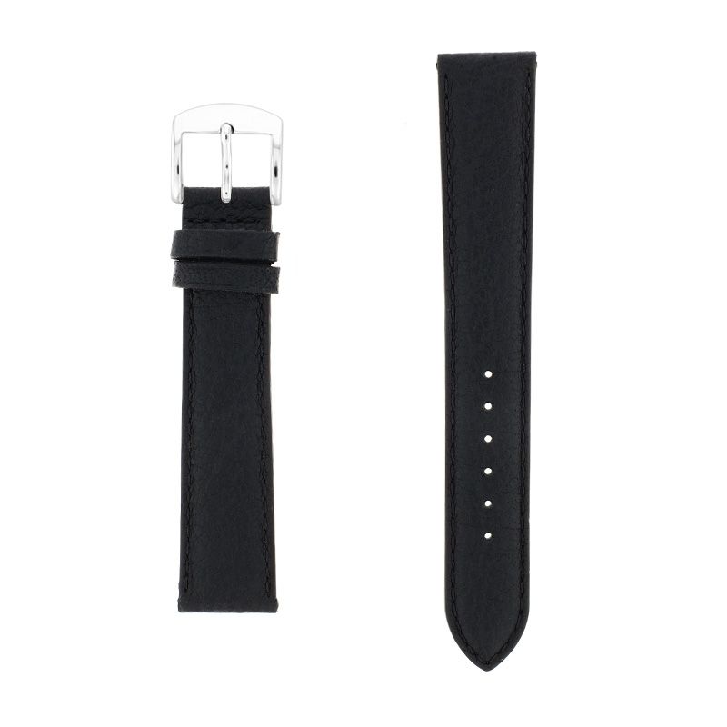 Bracelet cuir buffle mat buffalo 18/16mm noir couture t/t doublure vachette logos - bracelets - edora