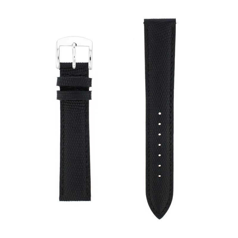 Bracelet cuir vachette grain lézard mat opaline 18/16mm noir couture t/t doublure vachette nubuck - bracelets - edora