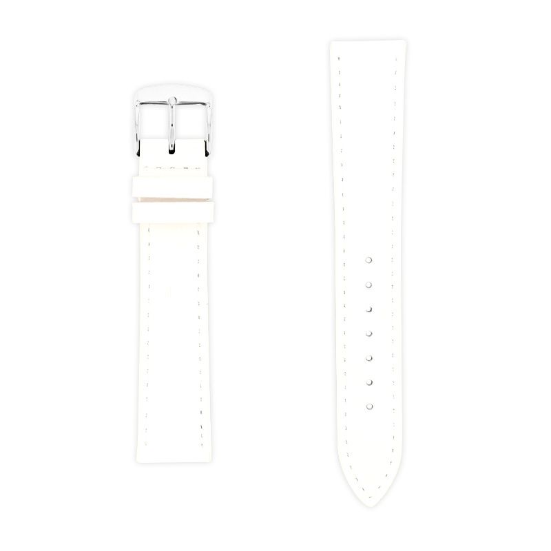 Bracelet cuir vachette satinée miam118/16mm blanc couture t/t doublure vachette nubuck - bracelets - edora