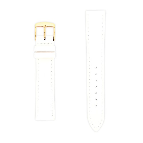 Bracelet Cuir Veau grain alligator Satiné écaille carrée CHARLESTON 18/16mm Blanc Couture T/T Doublure Vachette nubuck