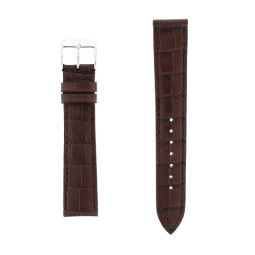 Bracelet Cuir Veau grain alligator Satiné écaille carrée CHARLESTON 18/16mm Vison Couture T/T Doublure Vachette nubuck
