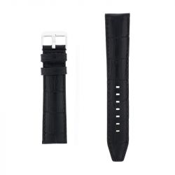 Bracelet cuir veau grain alligator mat écaille carrée indiana 20/18mm noir couture sellier t/t doublure veau déperlant - bracelets - edora - 0