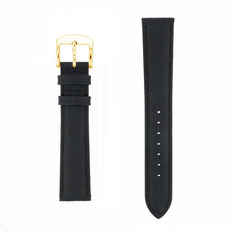 Bracelet cuir veau grainé mat boston 18/16mm noir couture t/t doublure vachette nubuck - bracelets - edora