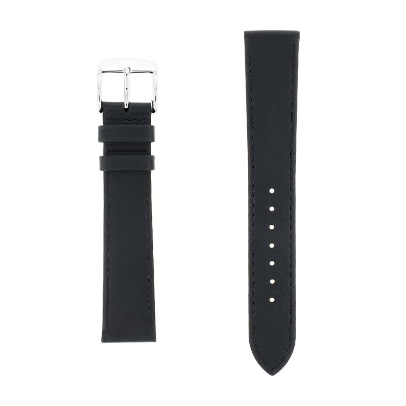 Bracelet cuir veau box leeds 18/16mm noir couture t/t doublure vachette nubuck - bracelets - edora