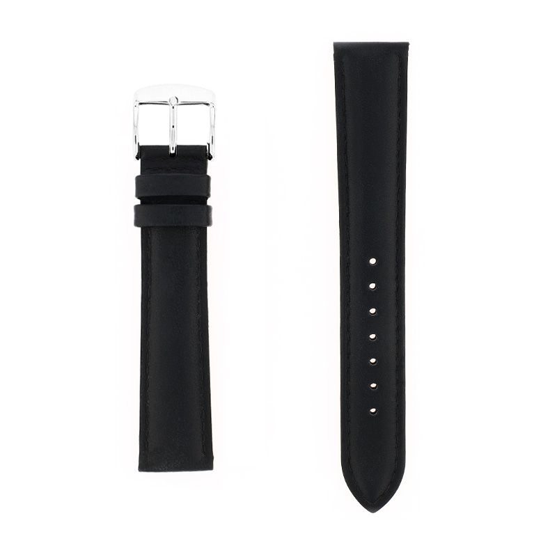 Bracelet cuir agneau screen 18/16mm noir couture t/t doublure vachette nubuck - bracelets - edora