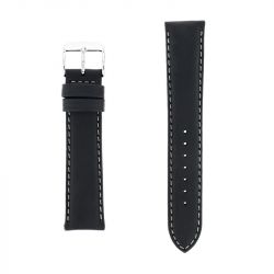 Bracelet cuir veau déperlant mat neptune 20/18mm noir couture/tranche gris doublure veau déperlant - bracelets - edora - 0