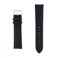 Bracelet cuir veau déperlant mat neptune 20/18mm noir couture/tranche marine doublure veau déperlant - bracelets - edora - 0