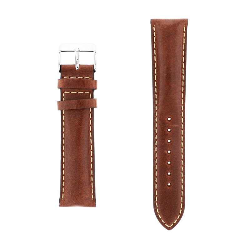 Bracelet cuir vachette pull up mat colorado 20/18mm vison couture ecru doublure vachette nubuck - bracelets - edora