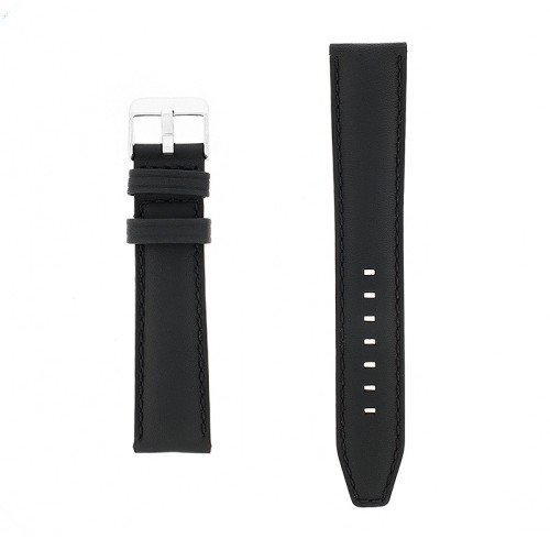Bracelet Cuir Vachette Mat MISSOURI 20/18mm Noir Couture T/T Doublure Veau déperlant