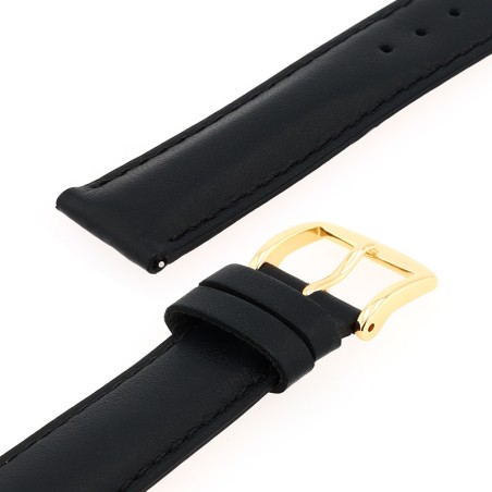 Bracelet cuir vachette satinée new york 18/16mm noir couture t/t doublure vachette nubuck  anse d'clic – bracelets montre