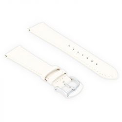 Bracelet cuir vachette satinée new york 18/16mm blanc couture t/t doublure vachette nubuck  anse d'clic - bracelets - edora - 1