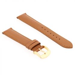 Bracelet cuir vachette satinée new york 18/16mm cognac couture t/t doublure vachette nubuck  anse d'clic - bracelets - edora - 1